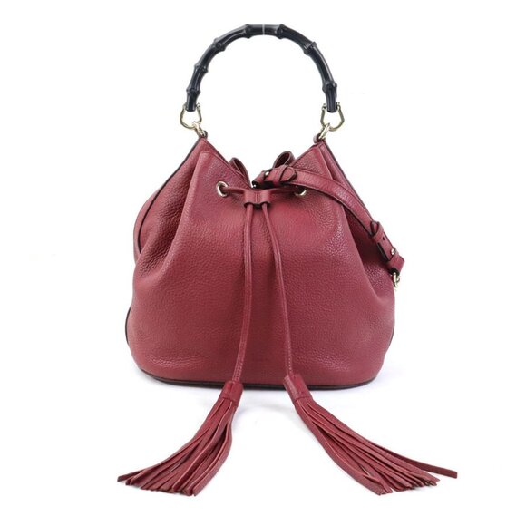 GUCCI Leather Bamboo Shoulder Bag - Picture 1 of 5